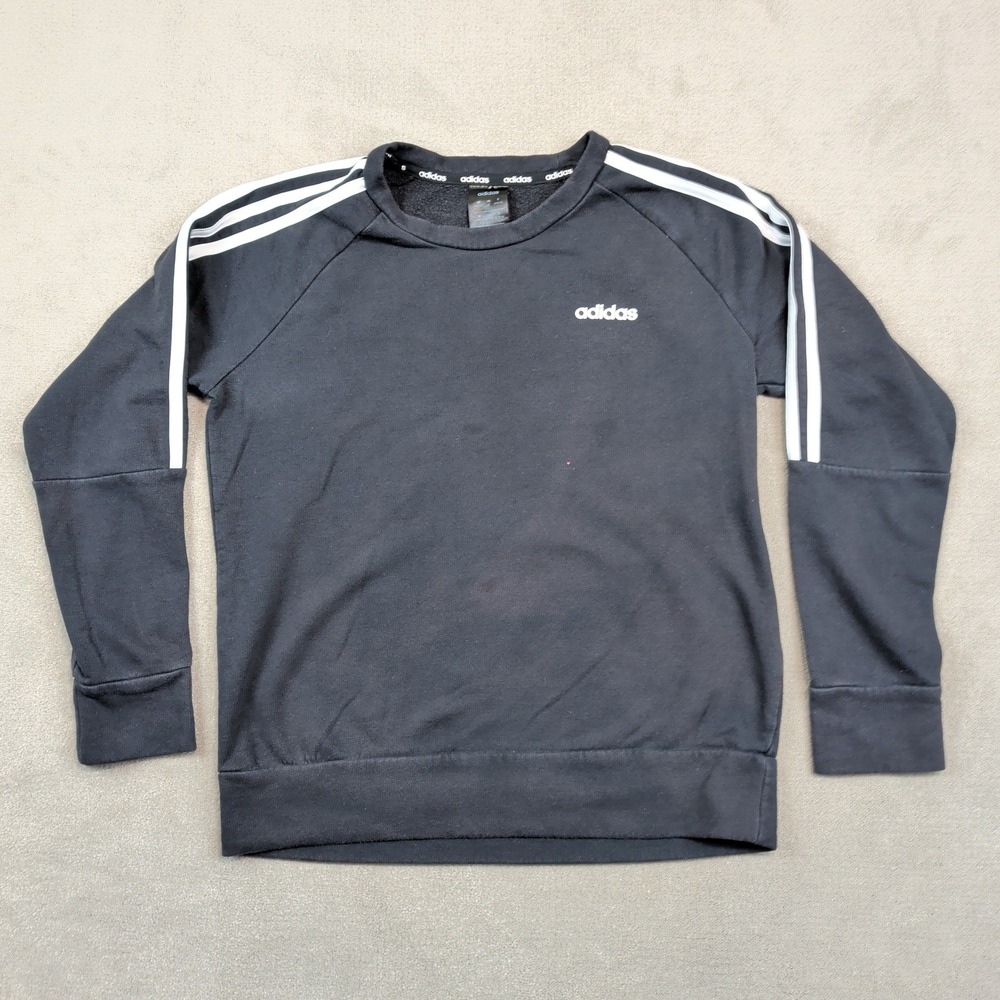 Adidas Y2K Sporty Crewneck Sweatshirt Medium Black 3-Stripe Streetwear — photo 2